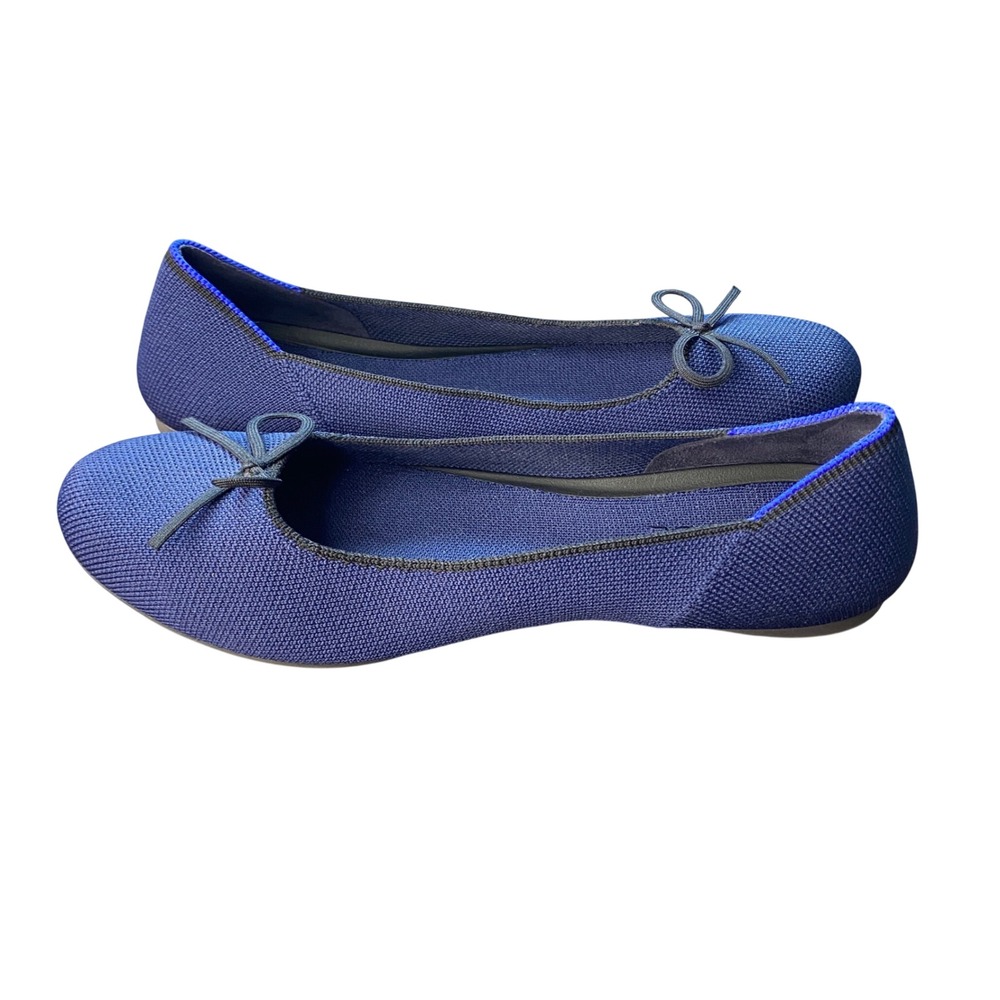 Rothys The Bow Flat Navy Blue Round Toe Knit Ballet Flats Womens Size 9 - Picture 5 of 11